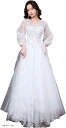 可愛い ウェディングドレス 二次会ドレス 結婚式 プリンセスラインドレス 姫系 パーティードレス 新婦 挙式 ブライダル 袖あり 発表会 ロングドレス Regular(白B-長い, 2XL)