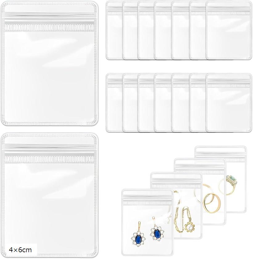 ジッパー付き袋 チャック付き袋 小袋 透明 アクセサリ 保管 小物 100枚セット 4x6cm (4x6cm, 中)
