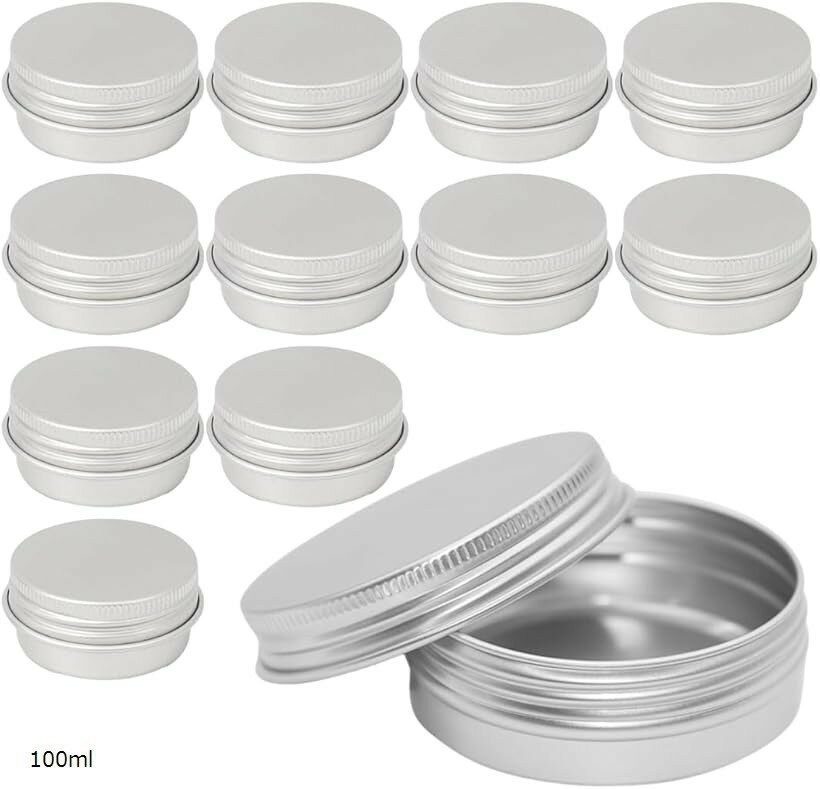 クリームケース アルミ 小分けケース 詰め替え 旅行 携帯用 小物入れ 容器 12個 (シルバー, 100ml)