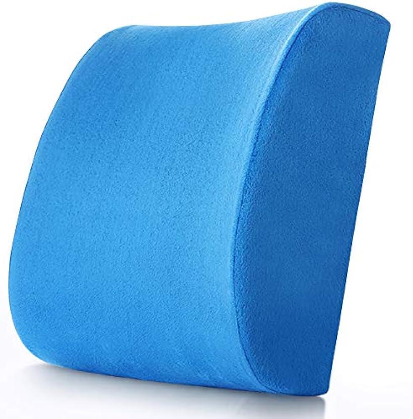 低反発 ランバーサポートクッション 腰の痛みクッション 腰まくら 腰枕 腰の痛み対策 ランバーサポート旅行枕( 青)