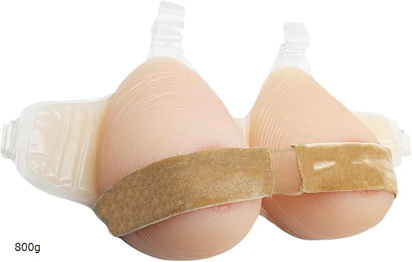 人工乳房 シリコン ストラップ 皮膚付き 女装 偽胸 (肌色, 800g)