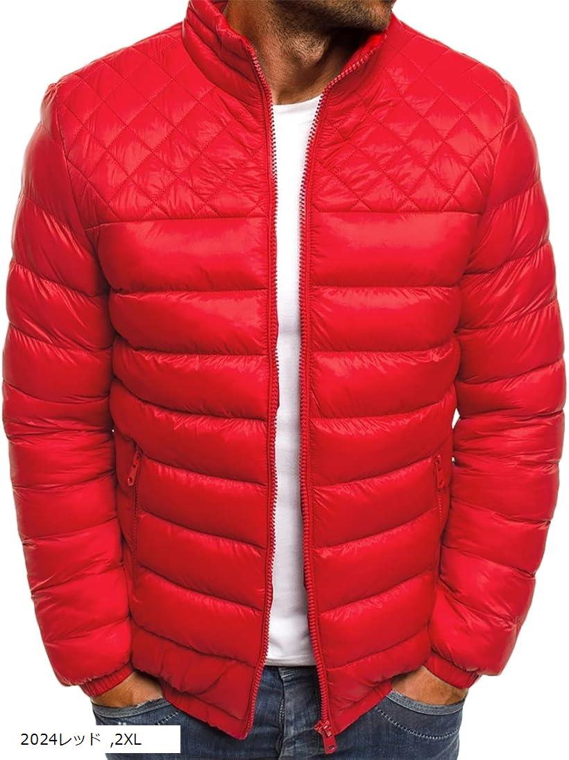アマツ 中綿ジャケット メンズ 軽量 コンパクト アウトドア(レッド, 2XL)
