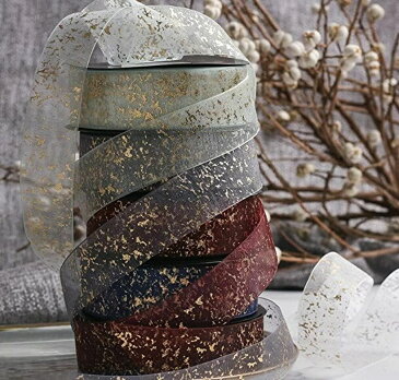 金粉雪リボン DIY ヘアアクセサリー 材料包装 バルーン 靴ひも 花ギフト ボックスリボン 10ヤード 約9.14m(灰色)