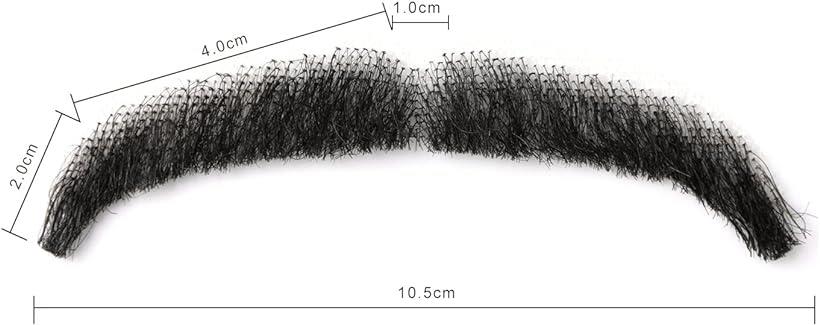 付け髭 ひげ 口髭 人毛 ウィッグ 髪製髭 手作り本物 コスプレ用ダンス用髭 1枚
