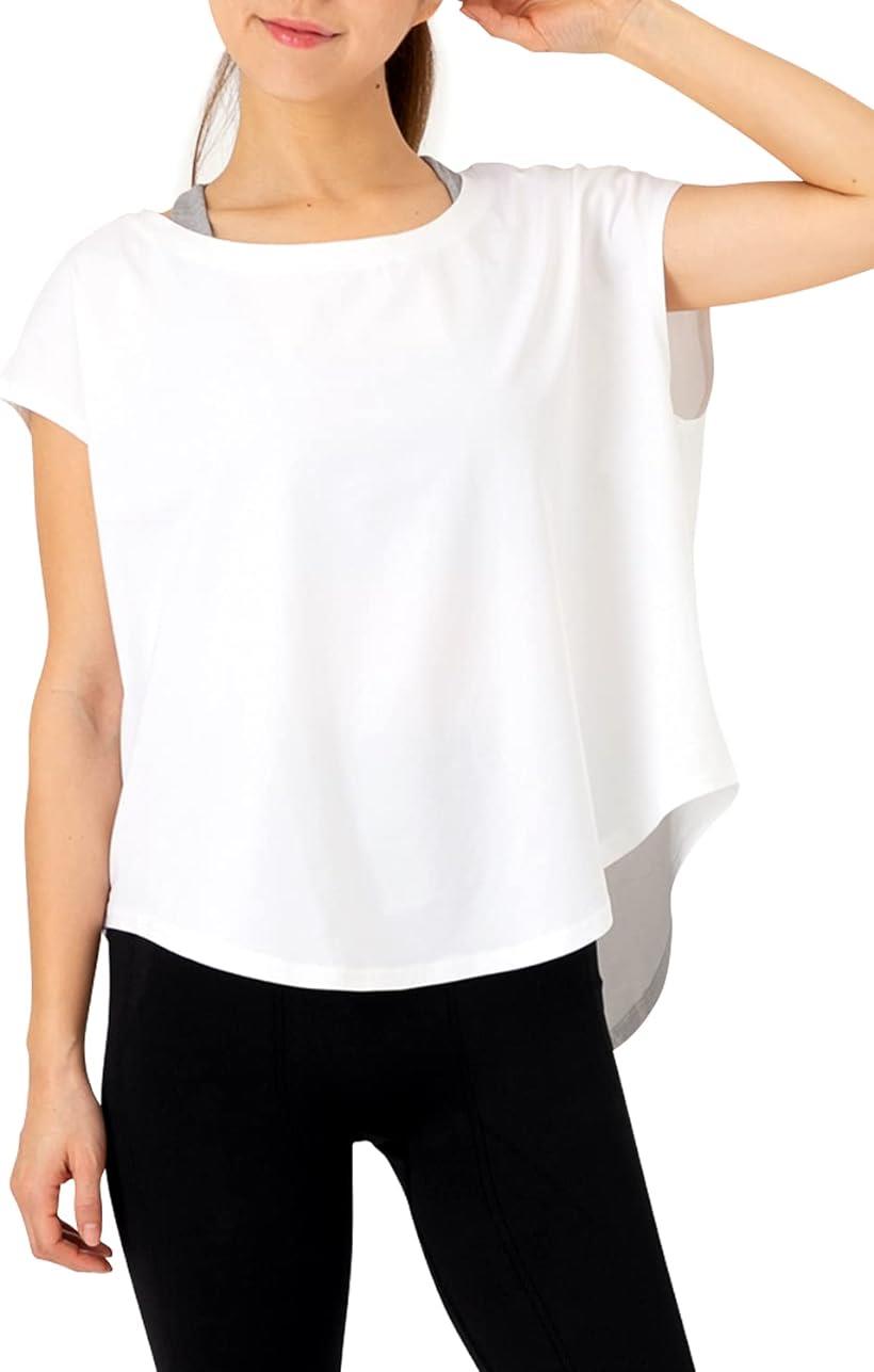 ネッカー スポーツウェア ヨガウェア 半袖 トップス 伸縮 吸汗 速乾 M ホワイト (ホワイト, M)