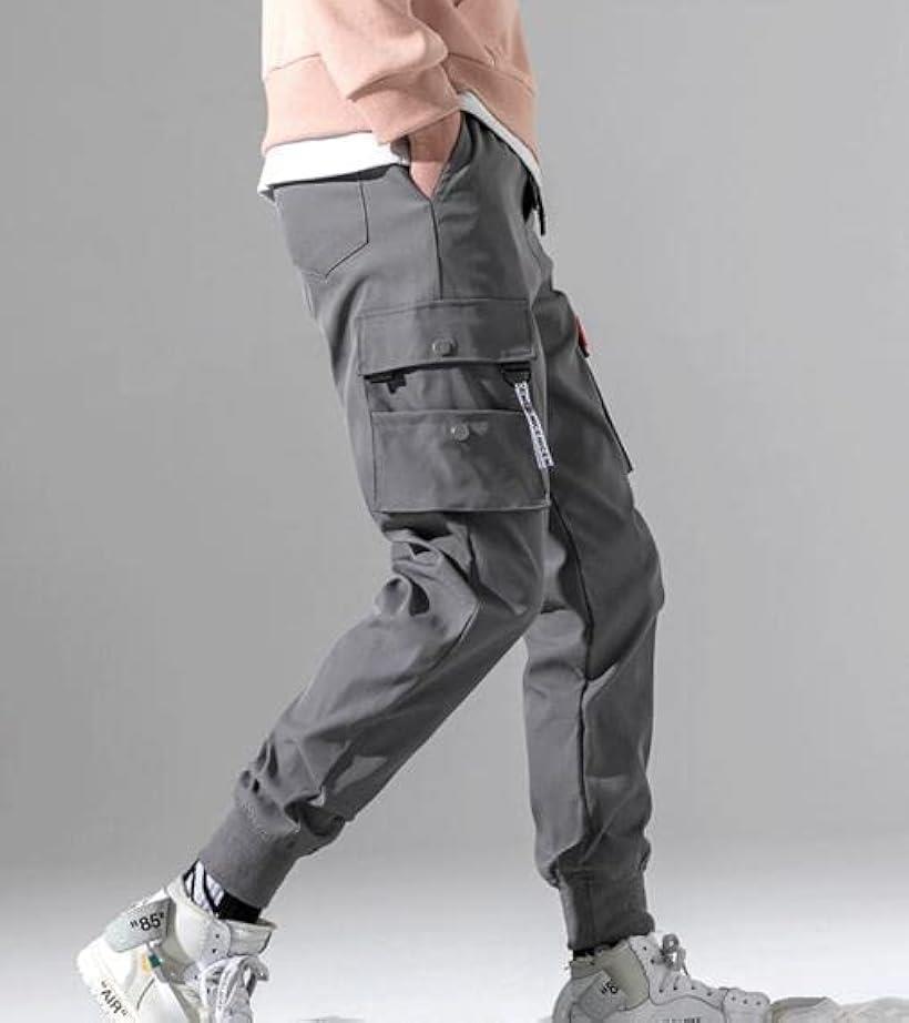 エンプティオ アウトドア カーゴ パンツ フィットネス ジャージ ズボン メンズ ジム ルーム キャンプ 作業着 部屋着 細身 ミリタリー ロック サルエル ファスナー アメカジ チャック ゴム リラックス(アッシュグレー, 2XL)