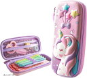 筆箱 ペンケース 女の子 筆入れ 3D 立体加工 大容量 子供 入学 収納(ピンク(ユニコーン))