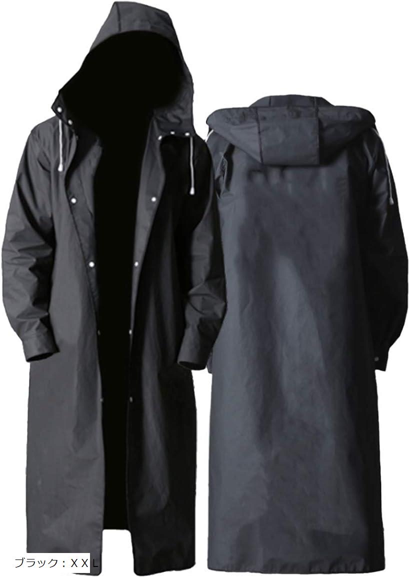【楽天ランキング1位入賞】カジュアル レインコート ロング かっぱ ハイキング ポンチョ軽量 EAV 防水 撥水加工 アウトドア 登山 遠足 ブラック:2XL ...
