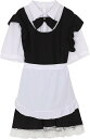 大きいサイズ コスプレ リボン付き 半袖 メイド服( ブラック, 5XL)