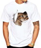 Tシャツ 猫 おもしろ トリックアート カジュアル シンプル ブラウンネコ (S, NO.6)