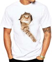 Tシャツ 猫 おもしろ トリックアート カジュアル シンプル ブラウンネコ(NO.1, S)