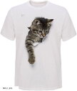 Tシャツ 猫 おもしろ トリックアート カジュアル シンプル ブラックネコ XXL(NO.2, 2XL)