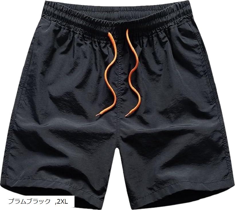 アスペルシオ オシャレ 膝上 海水パンツ メッシュ インナー付 水陸両用 速乾 フィットネス水着 メンズ サーフパンツ ボードショーツ 通気 短め 短パン スイムウェア 水泳 ハワイアン リゾート アウトドア(プラムブラック, 2XL)