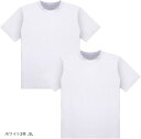 Tシャツ メンズ 半袖 綿100% 無地(ホワイト2枚, 5L)
