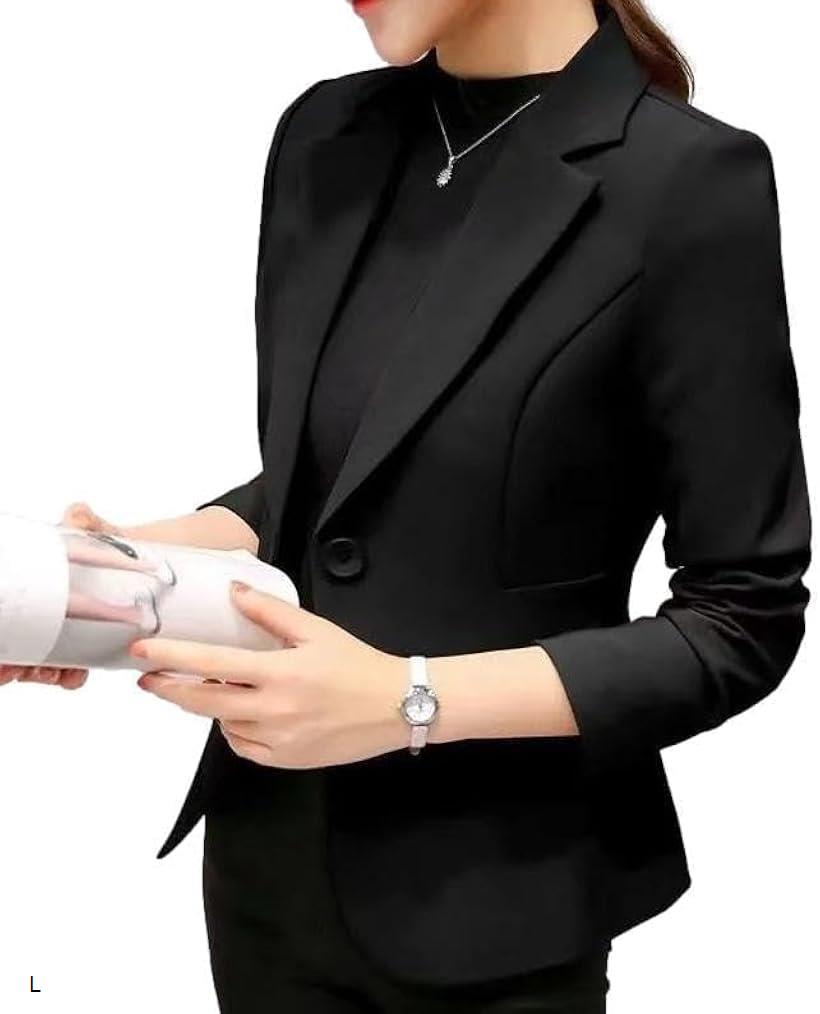 ジャケット レディース スーツ きれいめ テーラードジャケット フォーマル オフィス カジュアル 上着 背広 大きいサイズ 女性 冬 春 秋 長袖 上品 ブレザー(ブラック, L)