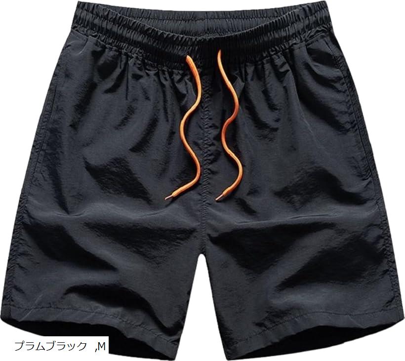 アスペルシオ オシャレ 膝上 海水パンツ メッシュ インナー付 水陸両用 速乾 フィットネス水着 メンズ サーフパンツ ボードショーツ 通気 短め 短パン スイムウェア 水泳 ハワイアン リゾート アウトドア(プラムブラック, M)