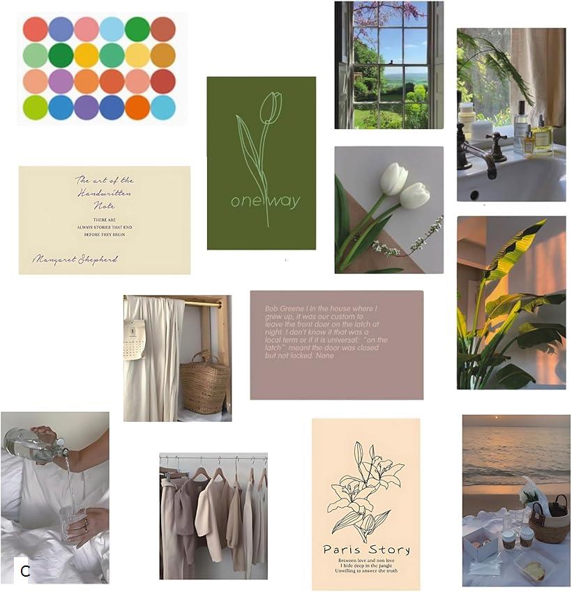 ポストカード アートポスター 12枚セット 厚紙 北欧 韓国 海外 インテリア 雑貨 おしゃれ ミニポスター メッセージカード (ホワイト(C))