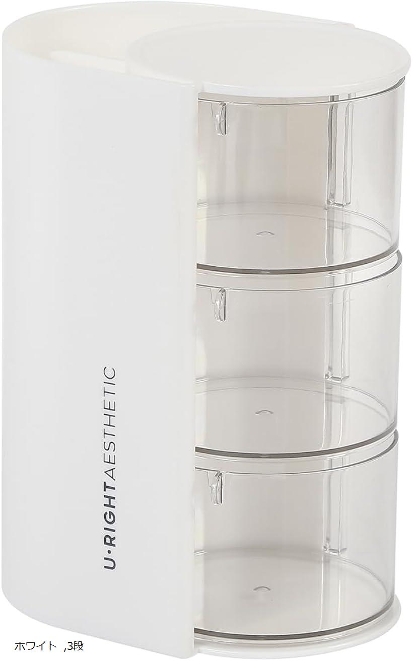 パフ メイクブラシ 収納 ケース 卓上 パウダーパフ コスメ 化粧品 ボックス おしゃれ 回転 仕切り ホル..