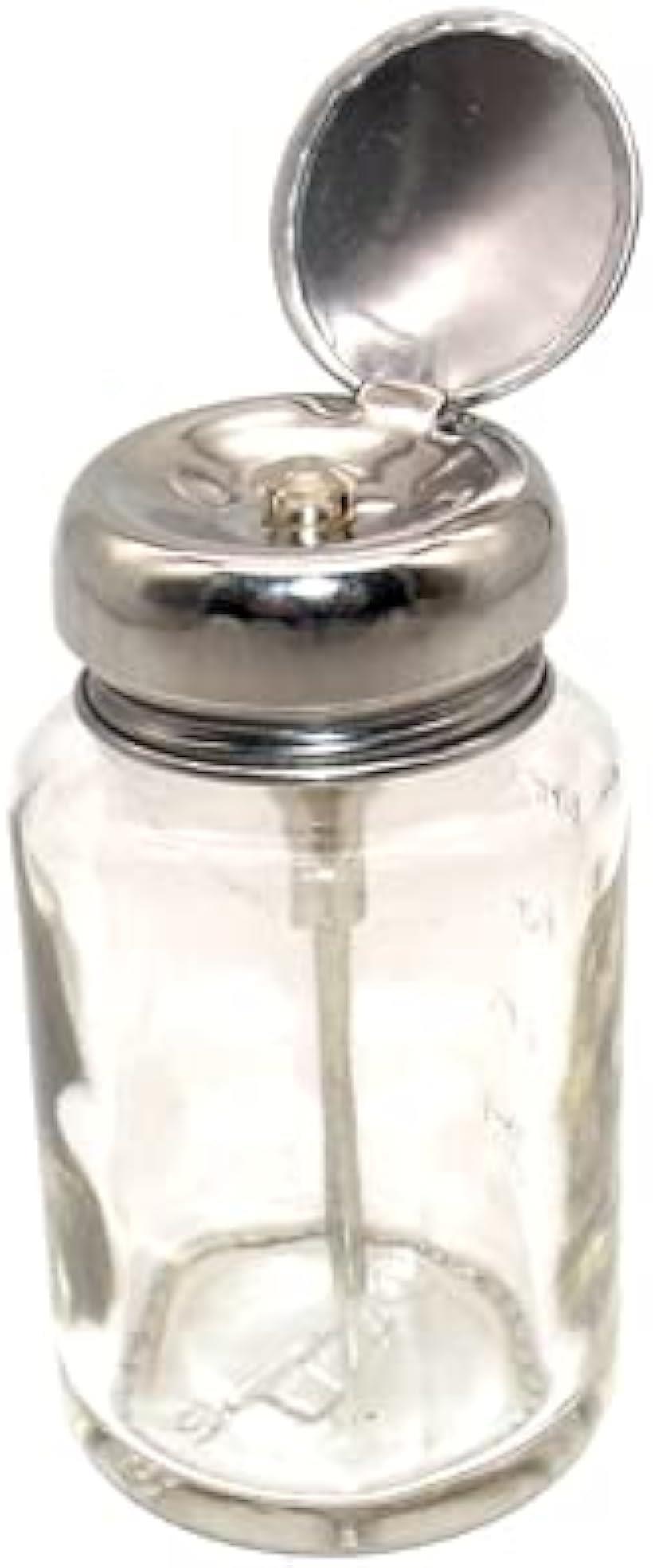 Sugarello ポンプディスペンサー ネイルリムーバー ボトル ガラス製 透明 フタ付き 80ml