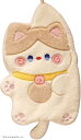 ✦ルナシェ✦ ループ付き タオル ふわふわ優しい肌触り ギフト・出産祝いに(Q-キャラメルキャット, 小)