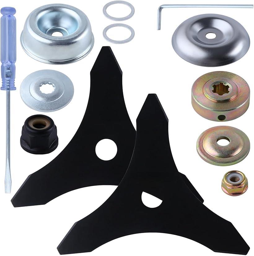 互換品 草刈り機 3枚刃 山林用 刈払刃 シュレッダーブレード 刈払機ブレード 2本セット 2種類 ブレード..