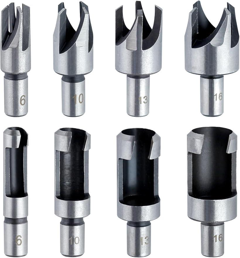 ウッドプラグカッタードリルビットセット 丸木栓テノンドリルビットセット ウッドプラグホール用チタン..