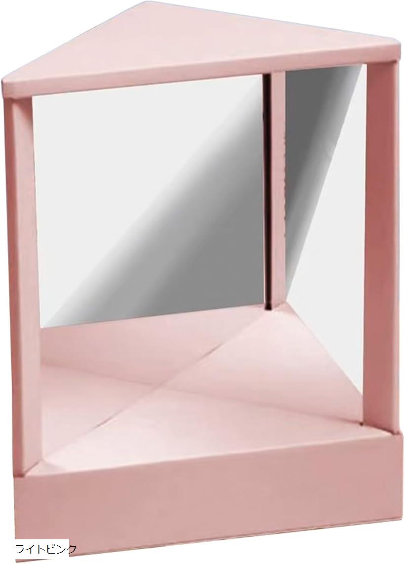 リバーサルミラー 化粧鏡 卓上 非反転 メイクミラー スタンド 三角固定 モデリング 左右反転 チェックミラー 軽量 (ライトピンク, 長さ23 x 幅19 cm)