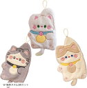 ✦ルナシェ✦ ループ付き タオル ふわふわ優しい肌触り ギフト・出産祝いに(W-猫柄タオル3枚セット, 小)