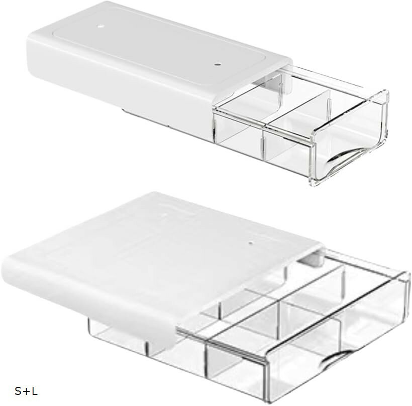 後付け引き出し デスク下 収納ボックス 大容量 テーブル下収納ラック 机下 卓下隠し引き出し 文房具 小物 化粧品 スマホ 取り付け簡単 穴あけ不要 (S＋L)