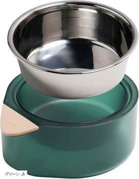 ピダン 猫 犬 食器 ステンレス シングル えさ 皿 餌入れ 水飲み 保温保冷 フードボウル S,(グリーン, S)