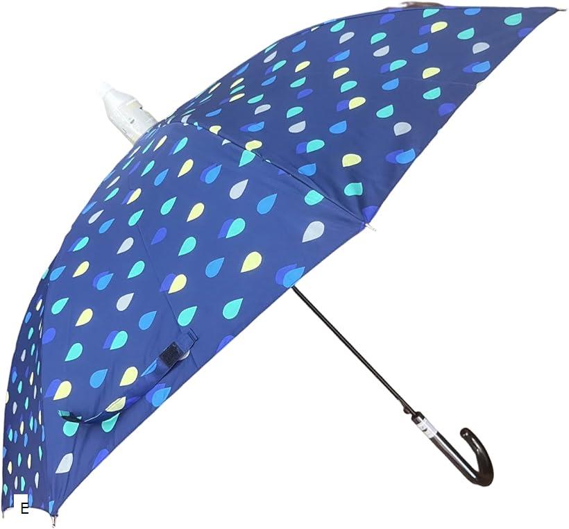 スライドカバー付き 傘 レディース 長傘 60cm ワンタッチ 丈夫 軽量 グラスファイバー(E, 60cm)