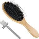 ヘアブラシ 豚毛 くし 竹製 ヘアブラシ天然豚毛 スカルプブラシ 頭皮マッサージ ヘッドマッサージ レディース メンズ こども 艶髪(イエロー)(4)
