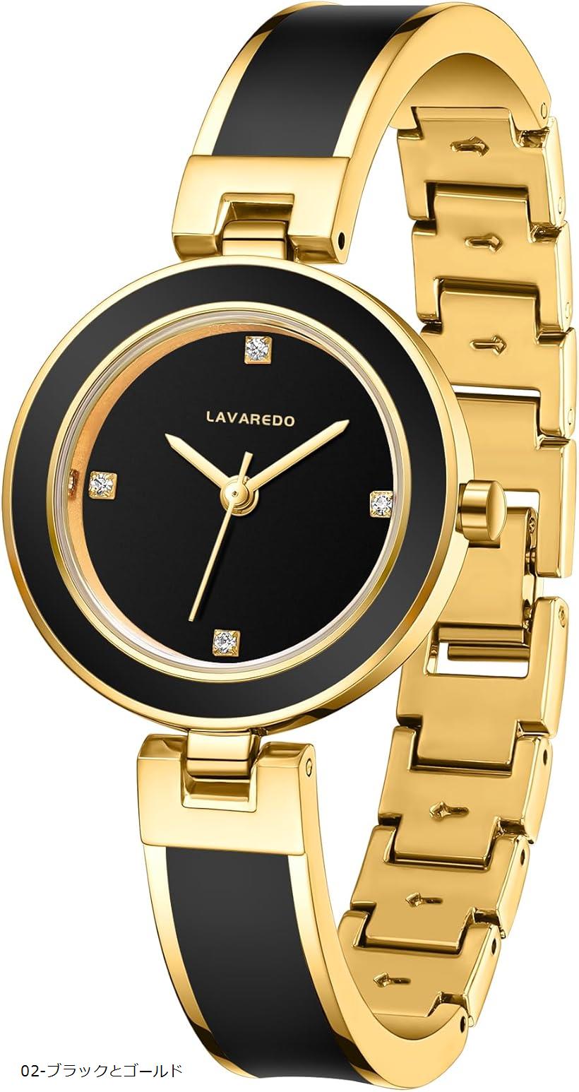 腕時計 レディース 防水 アナログ 女性 ブレスレット時計 人気 高級 シンプル おしゃれ ファッション クォーツ お祝い プレゼント(02-ブラックとゴールド)