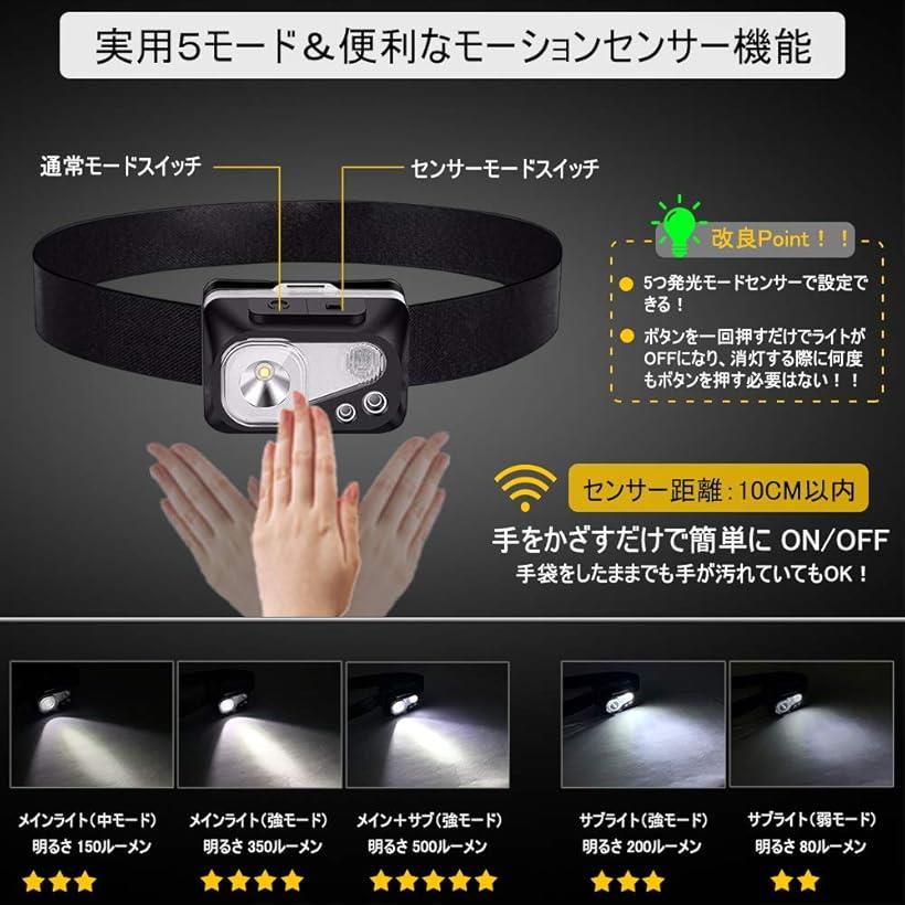 2020新版 LED ヘッドライト 電池式 防水 ledヘッドライト 軽量 単四乾電池式 高輝度5モード 明るい センサー 誘導スイッチ 角度調節可能 小型 アウトドア 防災 停電 登山 釣り用 作業用 ライト自転車 ライト兼用乾電池式通販格安セール情報 楽天 通販