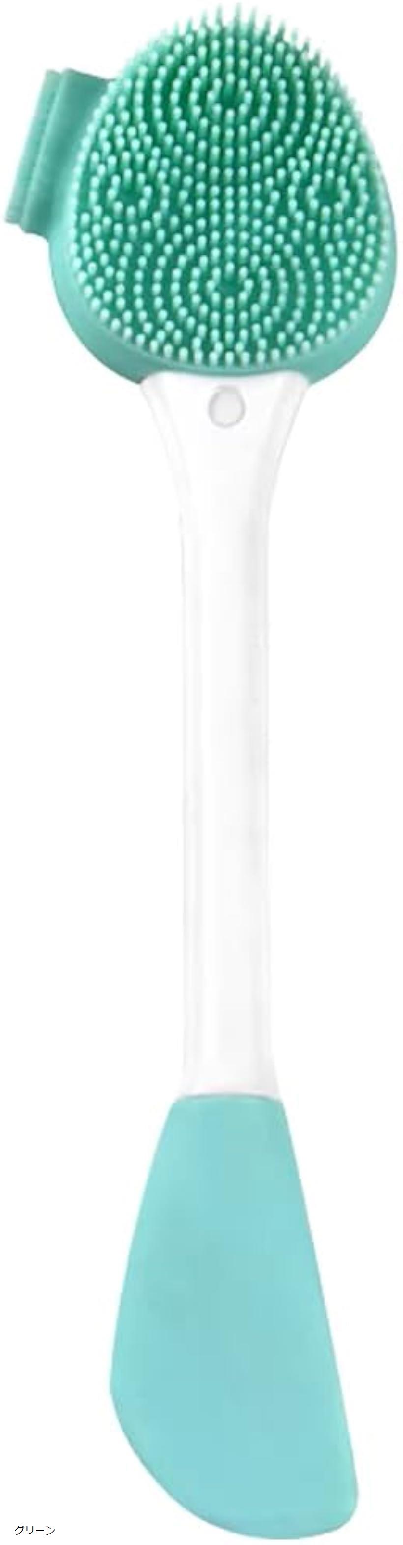 洗顔ブラシ フェイスケア 多機能 シリコン スパチュラ 敏感肌 フェイシャルケア フェイスブラシ 角質 クリーニング 毛穴洗浄 フェイシャルマスク 15x4cm (グリーン)