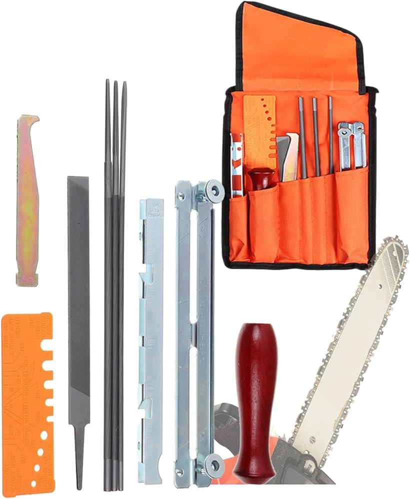 チェーンソー目立て道具 9本セット 刃研ぎ ヤスリ ガイド デプス調整ゲージ シャープナー
