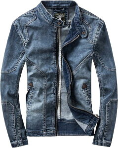 アイセレクトi-select ヴィンテージ スタンドカラー デニム ジャケット メンズ(ブルー, XL)