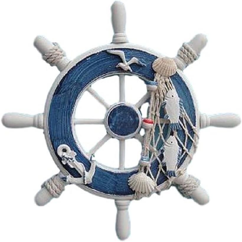  マリンテイスト 地中海風 船舵 インテリア おしゃれな 雑貨 装飾 内装 外装に (マリンブルー)