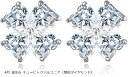 JIANGXIN 幸運四つ葉のクローバー 女性 6.4ct キュービック ジルコニア 925純銀製 シルバー ピアス K18コーティング 金属アレルギー対応