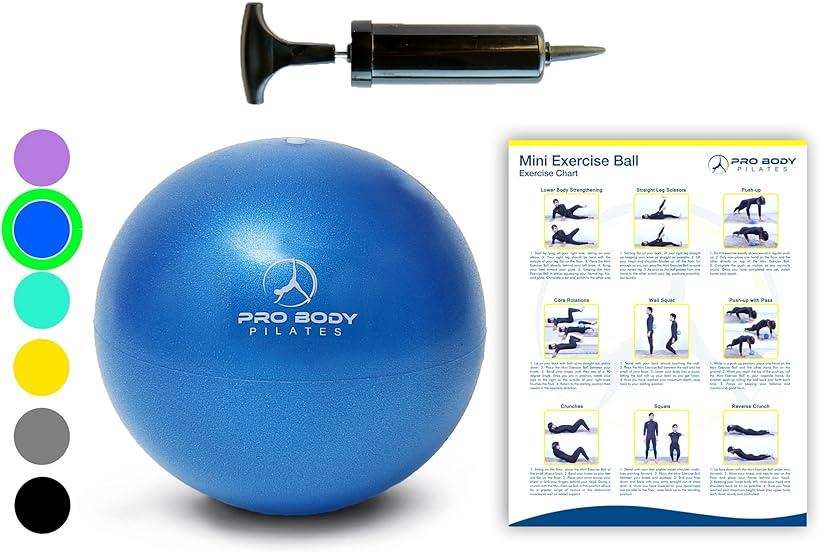 【正規輸入品】ProBody Pilates ミニエクササイズボール（空気調整器付き）約23cm ：バレー ヨガ ピラティス 在宅トレーニング 男女兼用 (ブルー) 2