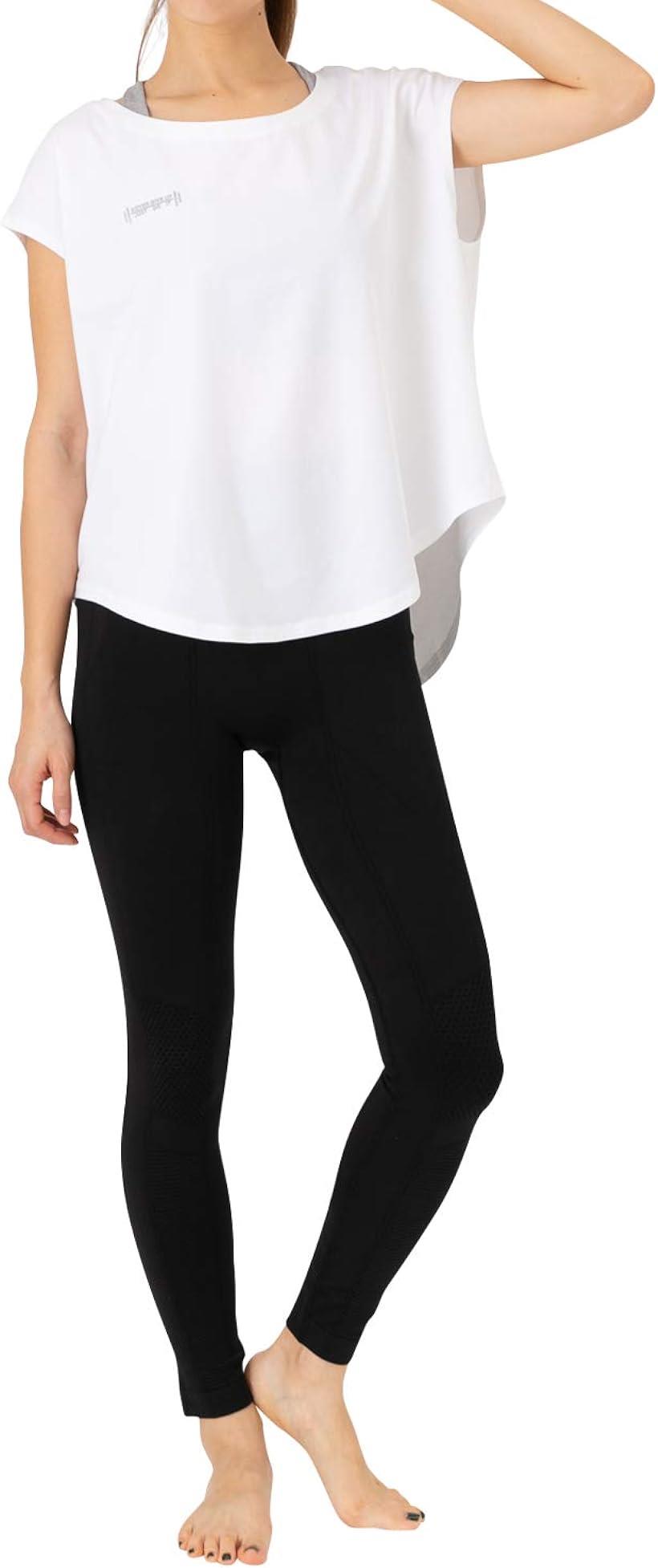 ヨガウェア レディース 上下セット ネッカー 動きやすい トップス レギンス パンツ ランニング スポーツ 吸汗 速乾 ホワイト x ブラック(ホワイト/ブラック, M)