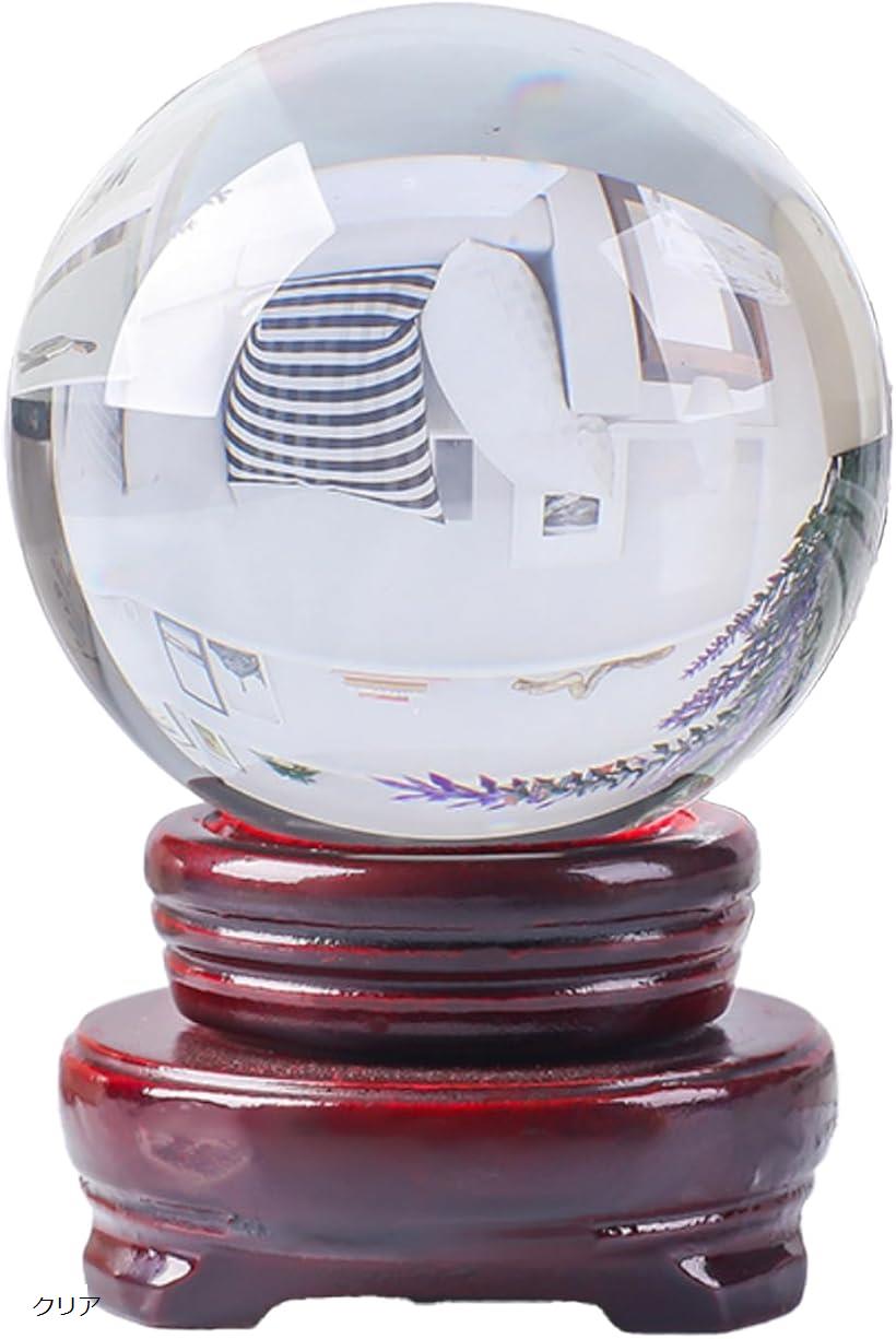 水晶玉 10cm 台座付き クリスタルボール ガラス 大玉 丸玉 占い 風水 置物 オブジェ (クリア)