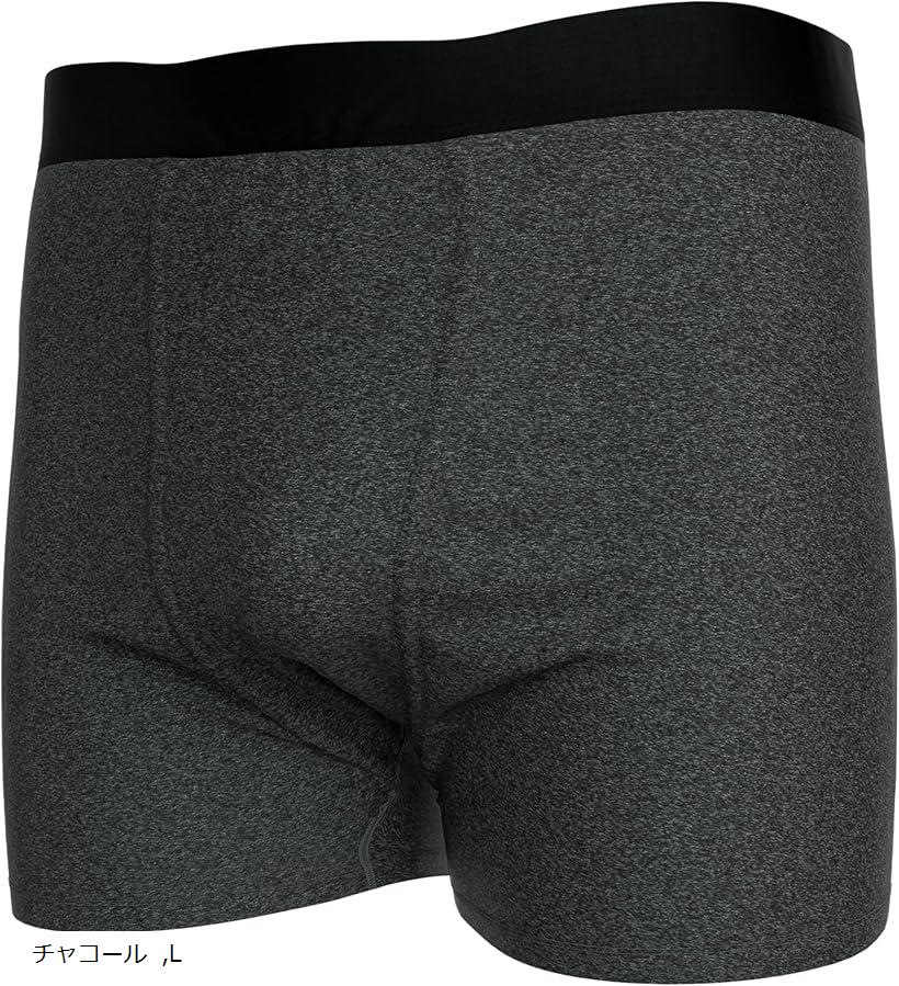 セレーニ 尿漏れパンツ 失禁 20ml 男性用 吸水ボクサーパンツ 軽失禁対応 防水 消臭抗菌 自然なシルエット (チャコール, L)