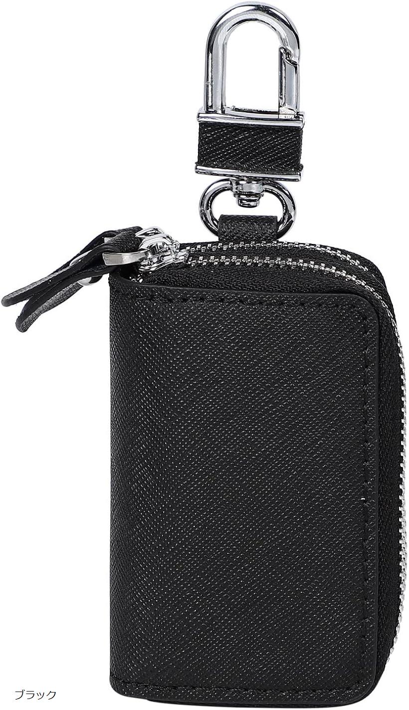 キーケース メンズ スマートキー対応 クロスレザー 車 おしゃれ コンパクト ギフト (ブラック, Free Size)