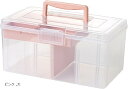 良品ラボ 薬箱 おしゃれ 救急箱 大容量 透明 多機能収納ケース 可愛い 北欧 1個(ピンク, 大)