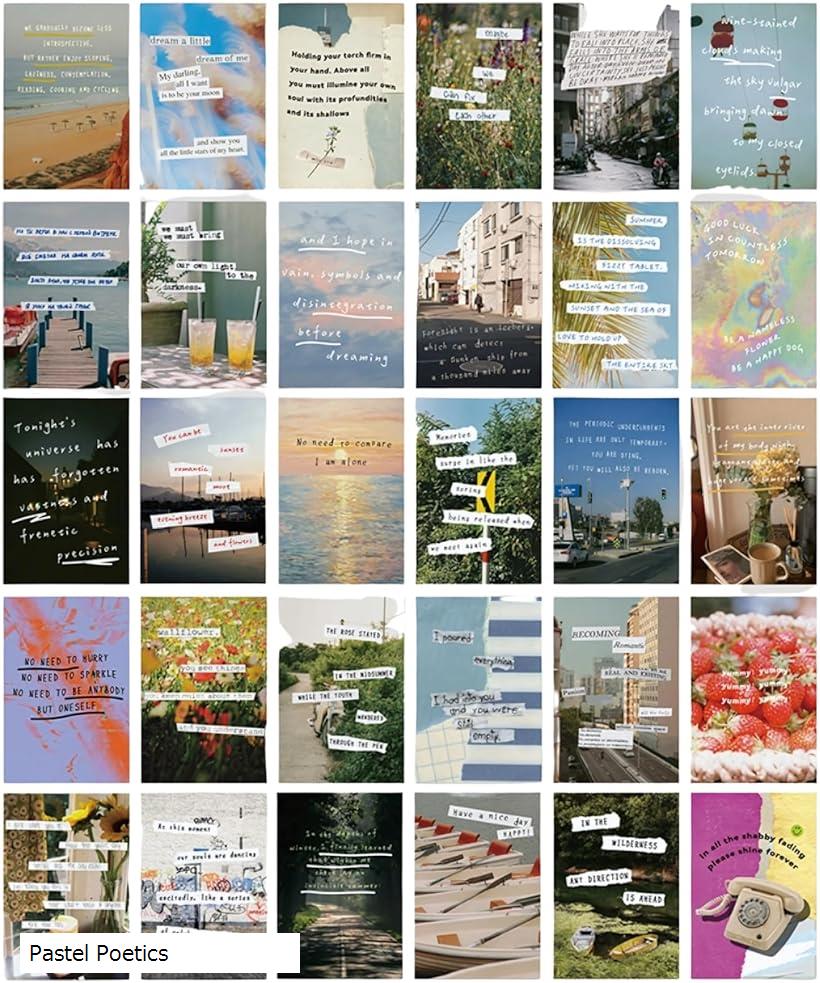 ポストカード 30枚セット 北欧 インテリア 部屋飾り 厚紙 韓国 雑貨 ミニポスター 海外 風景 メッセージカード (マルチカラー, 14.3cmx9.3cm...