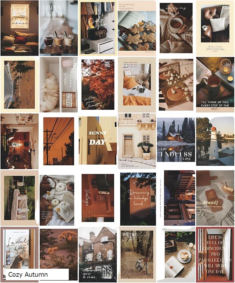 ポストカード 30枚セット 北欧 インテリア 部屋飾り 厚紙 韓国 雑貨 ミニポスター 海外 風景 メッセージカード (マルチカラー, 14.3cmx9.3cm...