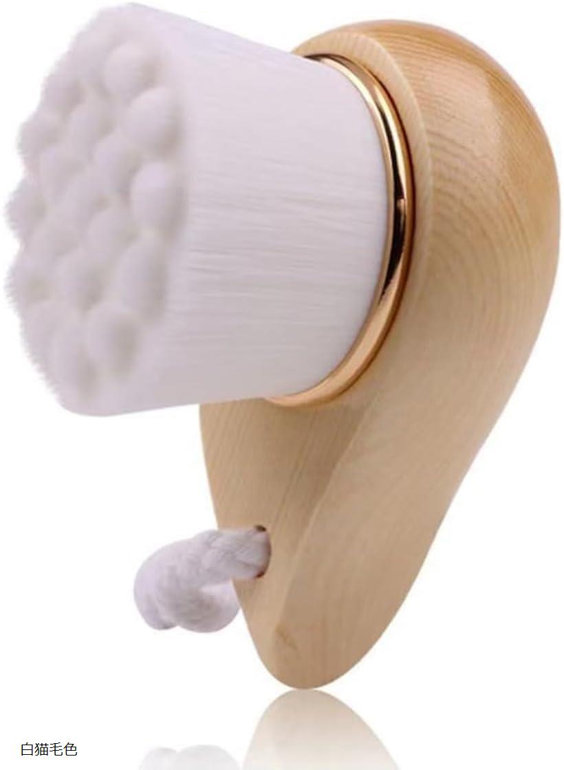 フェイスブラシ 洗顔ブラシ 毛穴洗顔 毛穴ケア クレンジング ウォッシュ 毛穴ブラシ 角栓 黒ずみ洗浄 男女兼用 極細毛 濃密 柔らかい (白猫毛色)