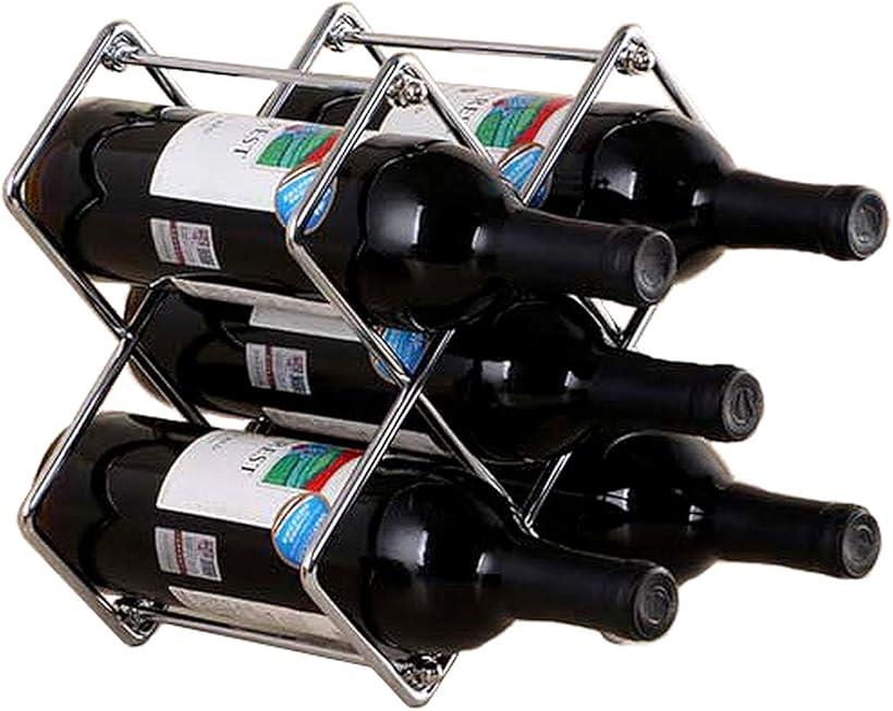 ワインラック ホルダー 5本収納 シャンパン ボトル ケース スタンド インテリア N-W53 (シルバー, 中)