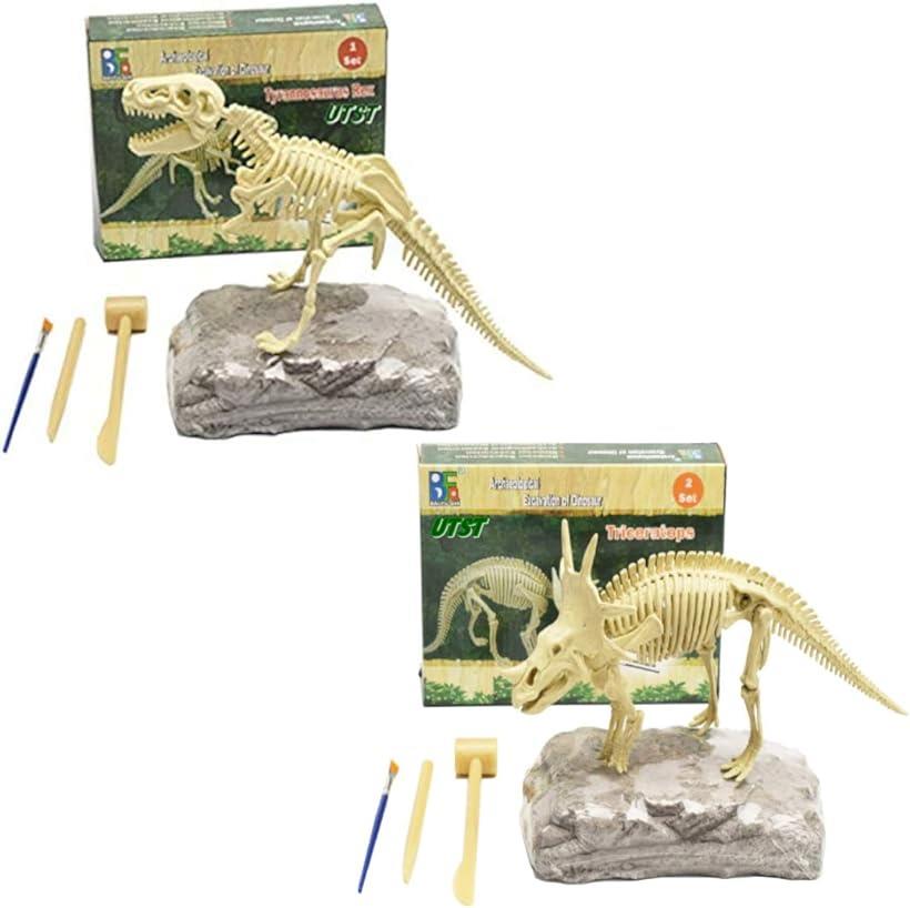 化石発掘キット UTST 恐竜 化石発掘キット 発掘 おもちゃ 発見学習セット 2個セット (TRex＋Styracosaurus)